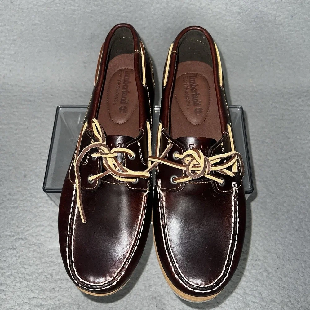Timberland Classic 2-Eye Boat Shoes Mens Sz 11M Brown Leather Deck Loafers 3947R